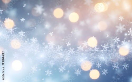 Festive winter background with snowflakes bokeh lights and a soft gradient for seasonal holiday designs