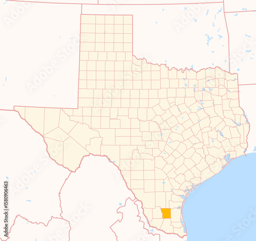 Map of the County Brooks (Texas, US) showing the Federal State with the highlighted County