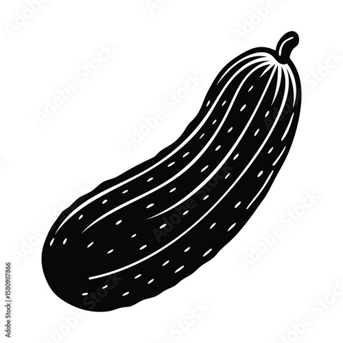 Black ripe cucumber displays its unique skin pattern against a white background