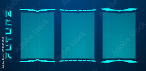 Futuristic touch screen or user interface blue. Vector editable