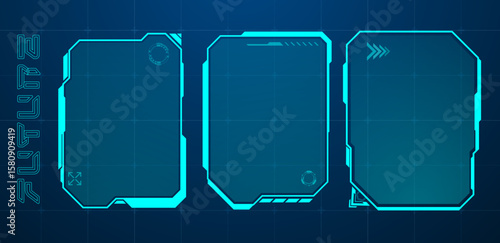 Futuristic touch screen or user interface blue. Vector editable