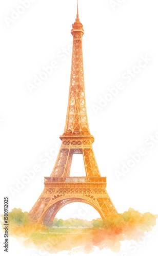 Eiffel Tower Paris Watercolor Painting – Romantic France Landmark Art