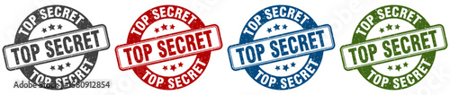 top secret stamp. top secret round stamp set isolated on white background