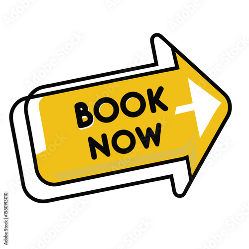 A rightwardpointing yellow arrow displays Book Now with a contemporary outlined aesthetic and transparent background