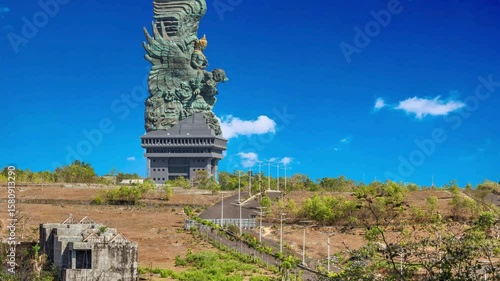 Aerial View of Garuda Wisnu Kencana Cultural Park in Bali Amazing aerial view of Patung Garuda Wisnu Kencana in Bali, Indonesia Garuda Visnu Kencana statue is a 122-meter tall statue located in Garuda