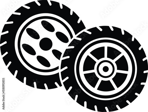 lunar rover wheel track on white background.eps