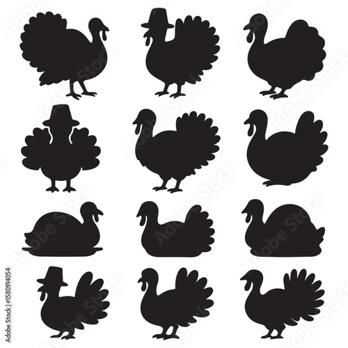 Minimalist Turkey Icon over Thanksgiving Table Spread