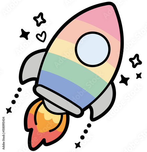 rainbow rocket lgbtq pride - layered cut file - space clipart