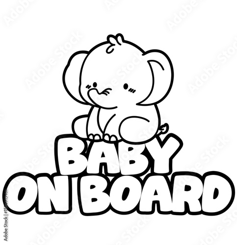cute baby on board sticker elephant