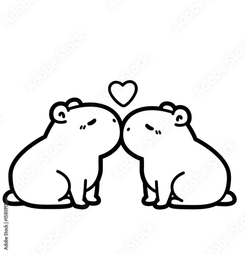 cute capibaara couple kissing - layered cut file - valentine's day clip art