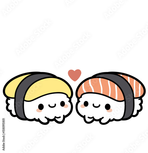 cute sushi couple nigiri in love
