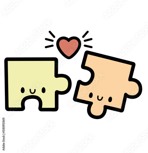 cute puzzle pieces in love - layered cut file - valentine's day clip art