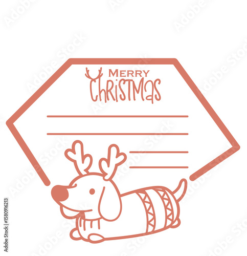 cute merry christmas cart with dachshund - layered cut file - winter clip art