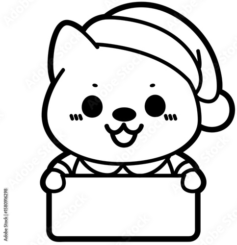 Kawaii Christmas Shiba Inu with Sign SVG – Cute Holiday Clipart