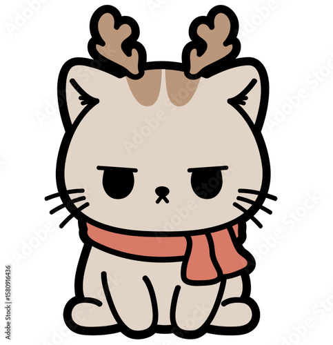 cute grumpy christmas cat - layered cut file - winter clip art
