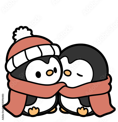 cute penguin couple - layered cut file - winter clip art