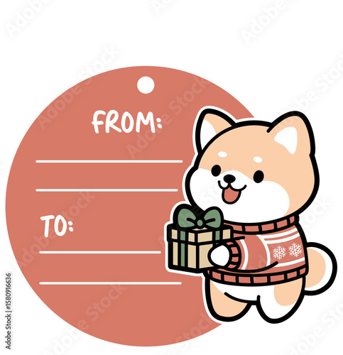 Shiba Inu Christmas Tag