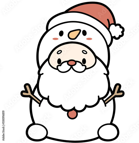 cute santa claus in a snowmen costume - layered cut file - winter clip art