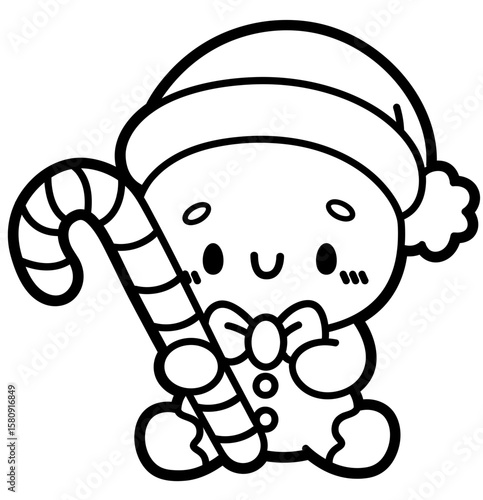 cute gingerbread man with santa hat - layered cut file - christmas clip art