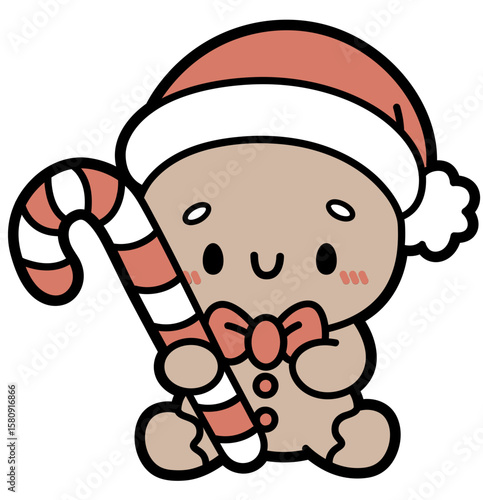 cute gingerbread man with santa hat - layered cut file - christmas clip art