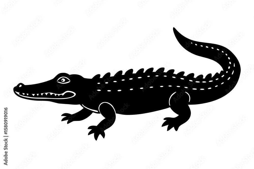 Naklejka premium Realistic Crocodile Illustration – Detailed Reptile Artwork in High Resolution