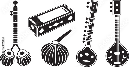 Indian musical instruments tabla sitar tanpura percussion