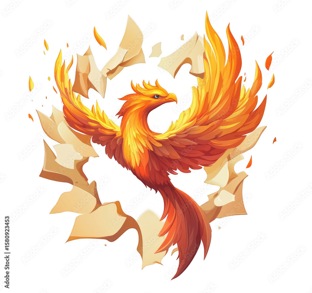 Fototapeta premium red phoenix in isolated white background