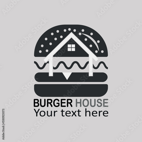 burger house logo, Burger Logo, Fast food logo, minimalist, modern, emblem, label, Burger vintage Burger design, business burger design, Cool vector illustration, Simple Linear cheese burger, 

