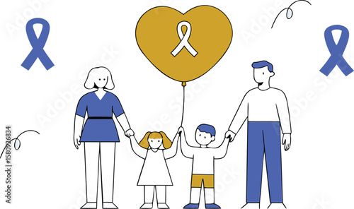 Childhood cancer awareness month observance design featuring symbolic colors and typography for support and advocacy