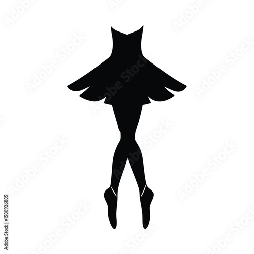 Elegant silhouette shows a ballerina's dress and graceful leg lines in pointe shoes with transparency