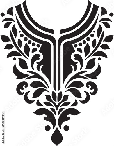 Lifestyle  Elegant lace pattern silhouette collar u collar v collar silhouette for kameez silhouette vector