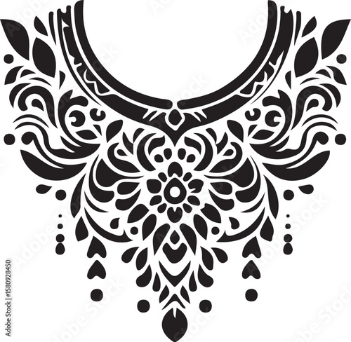  Lifestyle  Elegant lace pattern silhouette collar u collar v collar silhouette for kameez silhouette vector