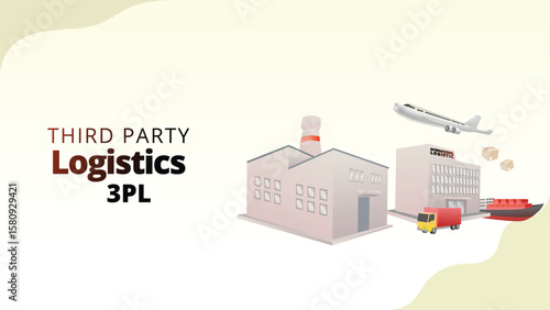 third party logistic concept. supply chain managemnt isometric 3d style vector illustration