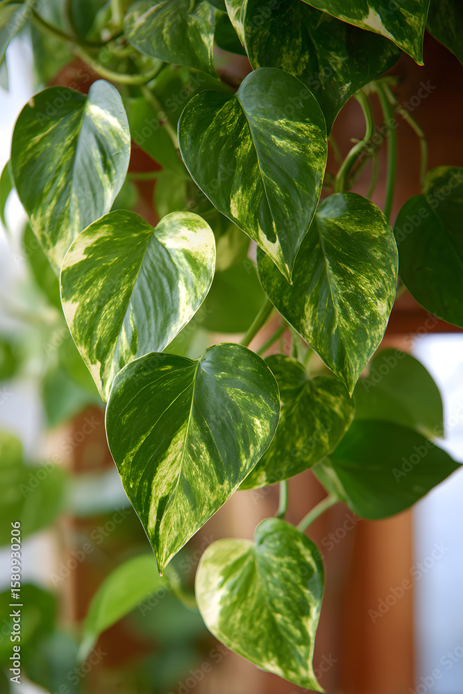 Heart shaped green variegated leave hanging vine plant bush of devil’s ivy or golden pothos (Epipremnum aureum) popular foliage tropical houseplant Heart shaped green variegated leave hanging vine plant bush of devil’s ivy or golden pothos (Epipremnum aureum) popular foliage tropical houseplant
