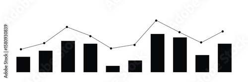 Business graphs and charts icons. Statistics and analytics vector icon. Statistic and data, charts diagrams, money, down or up arrow. Vector illustration in eps 10 . 