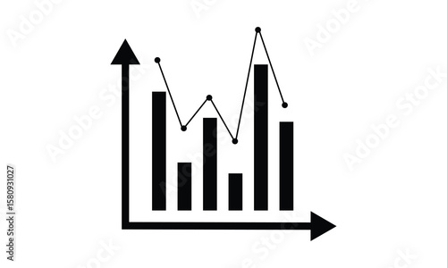 Business graphs and charts icons. Statistics and analytics vector icon. Statistic and data, charts diagrams, money, down or up arrow. Vector illustration in eps 10 . 