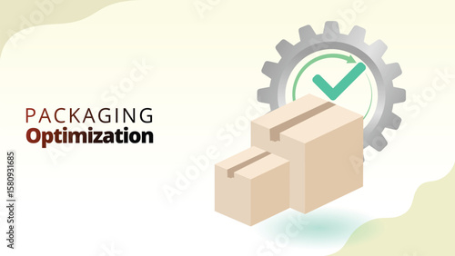 packaging otimization concept. Efficiency in packaging design to reduce costs and environmental impact. supply chain managemnt isometric 3d style vector illustration