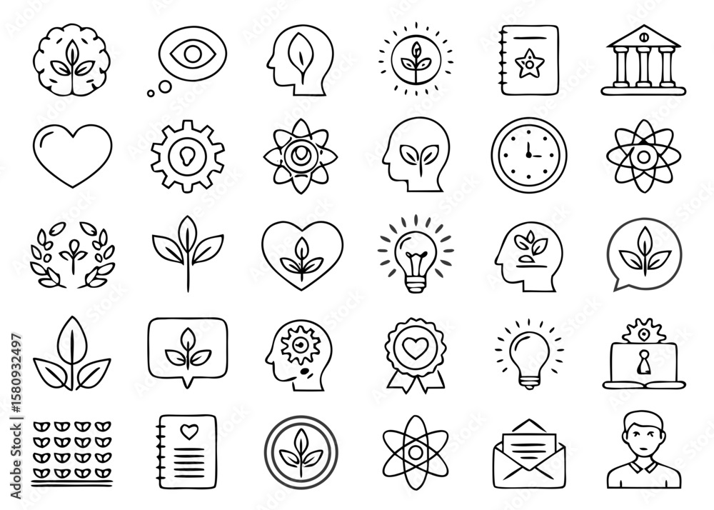 Fototapeta premium Mental health and therapy vector set