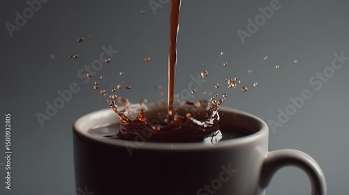 Pouring Hot Drink Into Mug Creates Splash