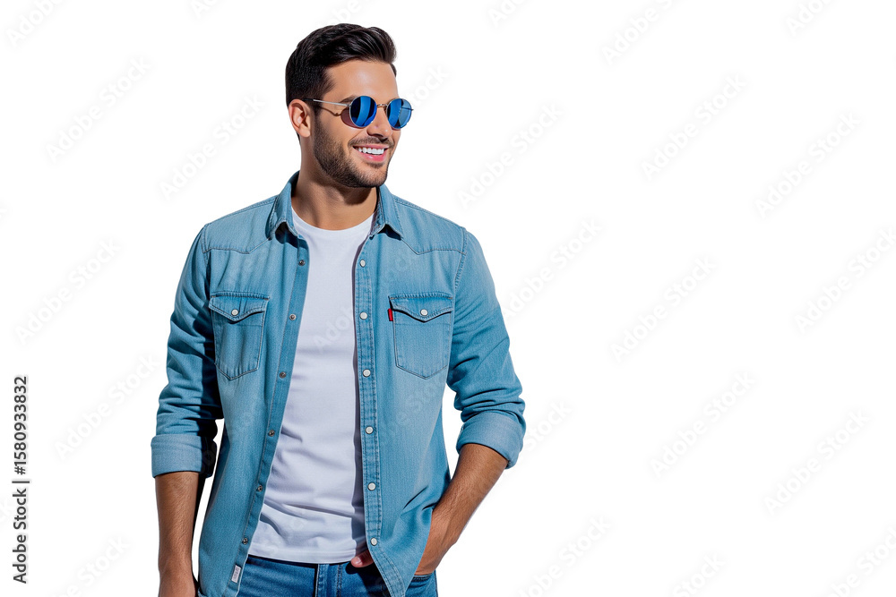 Fototapeta premium Portrait of handsome man wearing glass isolated on white