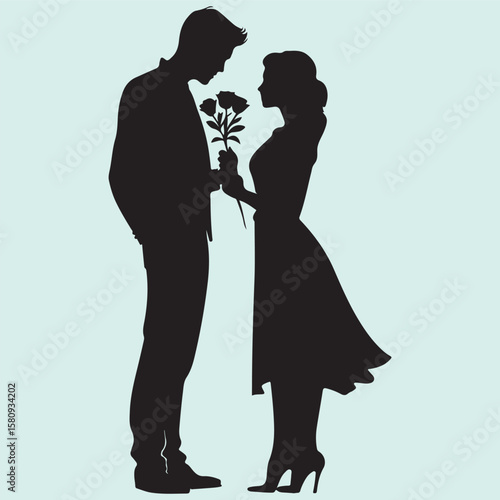 Wallpaper Mural Man Giving Flower to Girlfriend Vector Torontodigital.ca