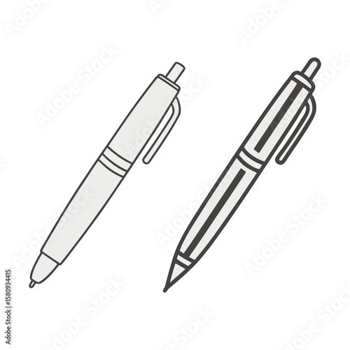 Two simple pen icons writing instrument stationery