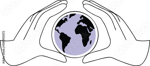 Global hands embracing planet earth for world ozone day protection and awareness campaign
