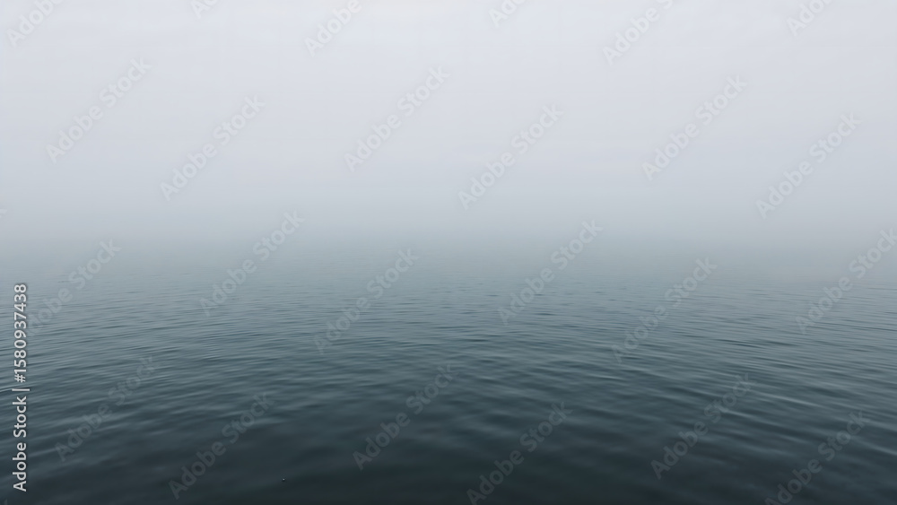 Foggy Horizon over Tranquil Water Surface Foggy Horizon over Tranquil Water Surface