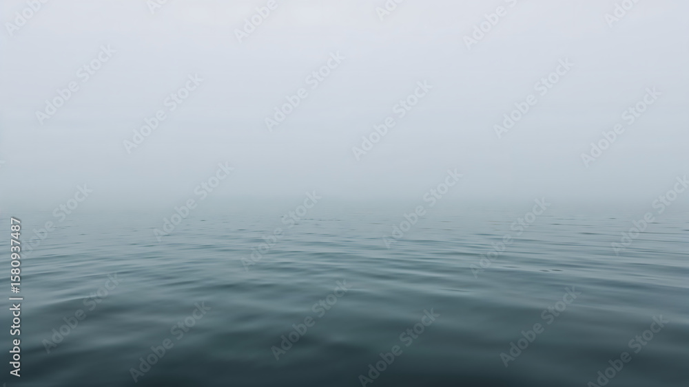 Foggy Horizon over Tranquil Water Surface Foggy Horizon over Tranquil Water Surface
