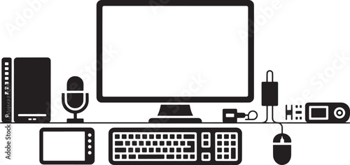 Modern Computer Workstation: Desktop Monitor, Keyboard & Mouse Setup