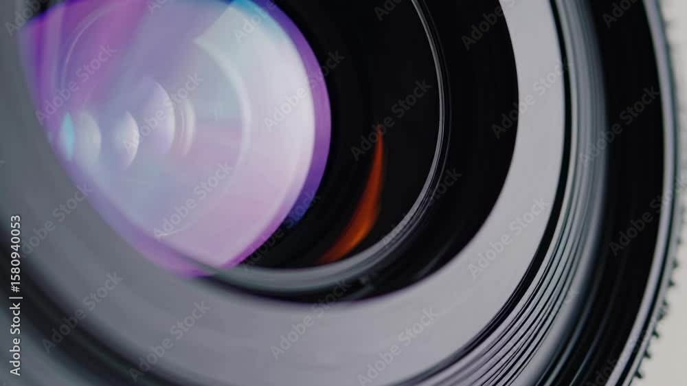 Close-up of camera lens reflecting colors and light patterns Close-up of camera lens reflecting colors and light patterns
