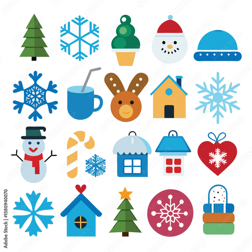 Winter Icon Set, Snow, Holiday, Weather & Christmas Line Icons in Minimal Style Winter Icon Set, Snow, Holiday, Weather & Christmas Line Icons in Minimal Style