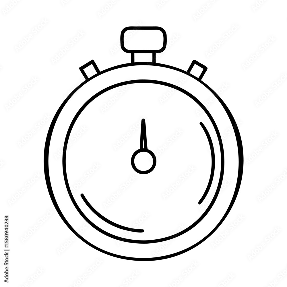 Outline stopwatch on with circular dial button detail timer time Outline stopwatch on with circular dial button detail timer time