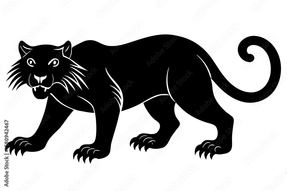 Obraz premium Whimsical Cat-Bear Chimera Art: Exaggerated Whiskers, Outlined Design with Brown Paws